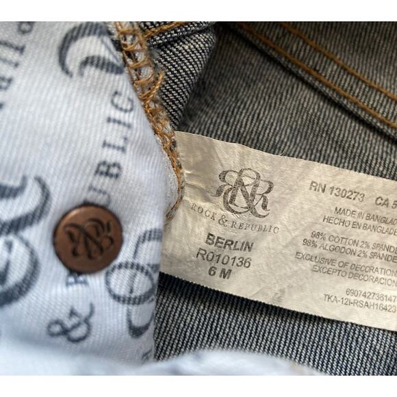 ROCK & REPUBLIC ‘Berlin’ Striped Seam Distressed Jeans sz 6 (w30) - Picture 5 of 12